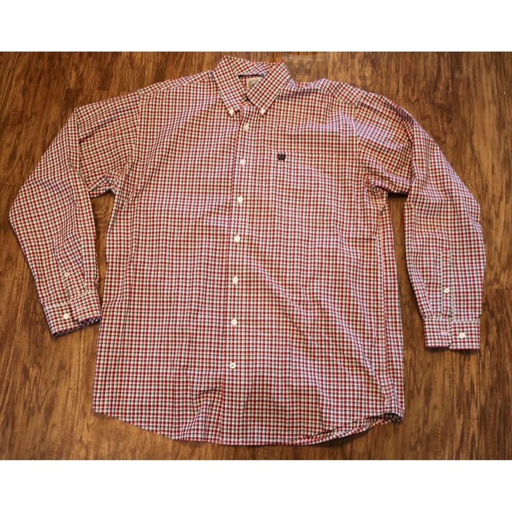 Cinch Western Button-Down Shirt Men’s M Long Sleeve Plaid Rodeo White Label